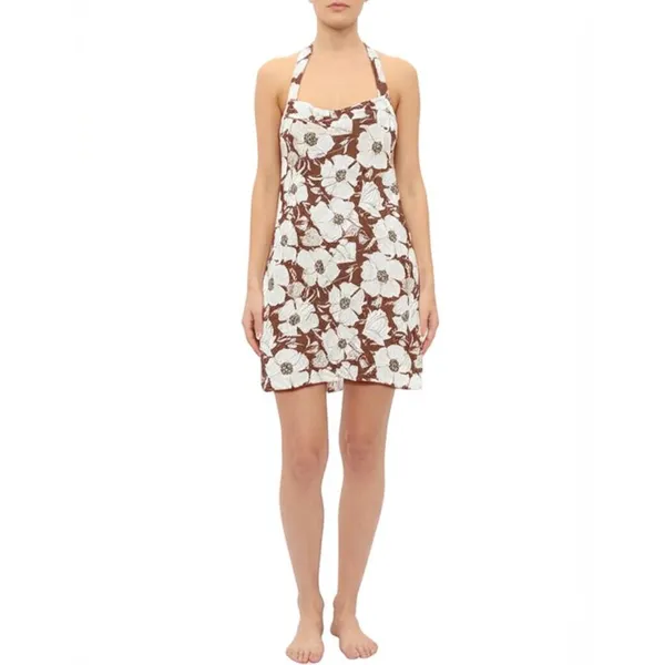 NEW Abercrombie & Fitch White Pink Floral Linen Smocked Halter Mini Dress Size S - Image 2