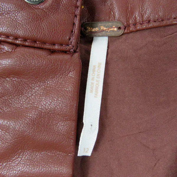 Free People Maisie Vegan Mini Skirt Brown Faux Leather Button Front Size 12 - Image 10