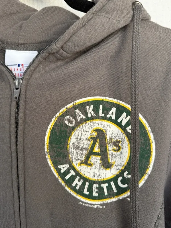 Oakland Athletics A’s Gray Full Zip Hoodie Womens S MLB - Image 2