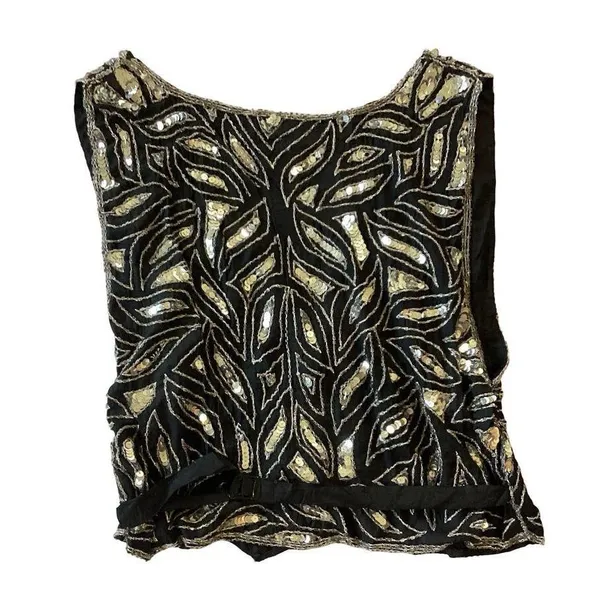 Vintage Silk Sequin Vest Black - Image 7