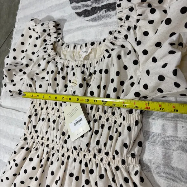 Bohme Polka Dot Black & Ivory Mini SunDress SZ- M NWT Beachy Cottagecore Peasant - Image 13