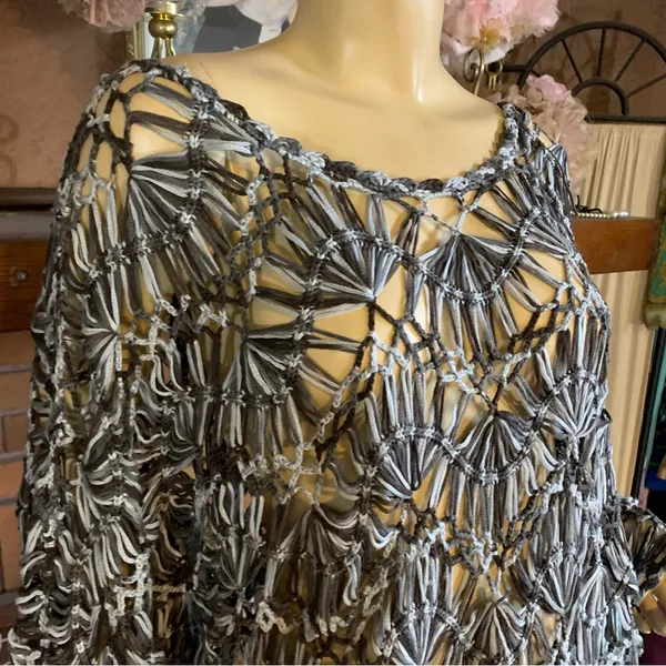 Lisa International Grays And Light Blues Crochet Sheer Tunic (1x) - Image 7