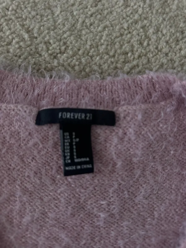 Forever 21 Pink Fuzzy short sleeve Cropped Sweater - Image 2