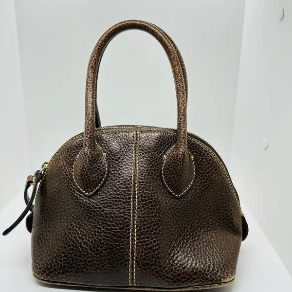 Vintage Dooney & Bourke Chocolate Brown Dome Zipper Closure Satchel Size Small - Image 3