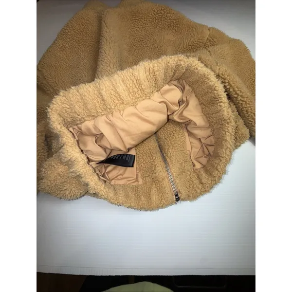 UO Urban Outfitters Cropped Teddy Jacket Fleece Deep Pile Sherpa Brown‎ M - Image 11