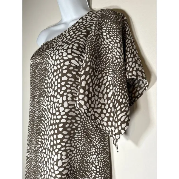 One‎ Shoulder Animal Print Mini Dress Brown White Quiet Luxury Old Money Size XS - Image 4