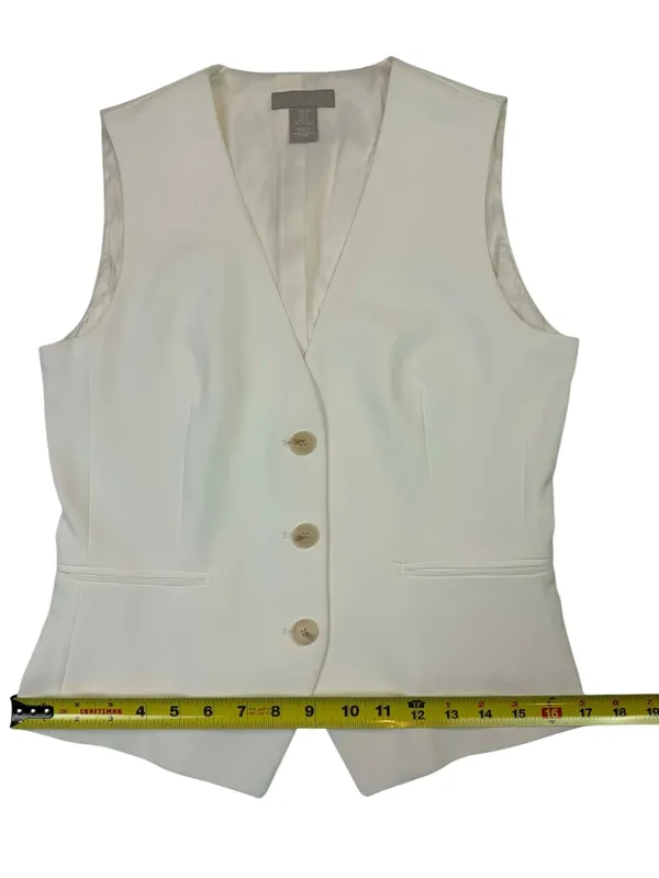 H&M Women's White Single-Breasted Tailored Suit Vest Waistcoat - Image 6