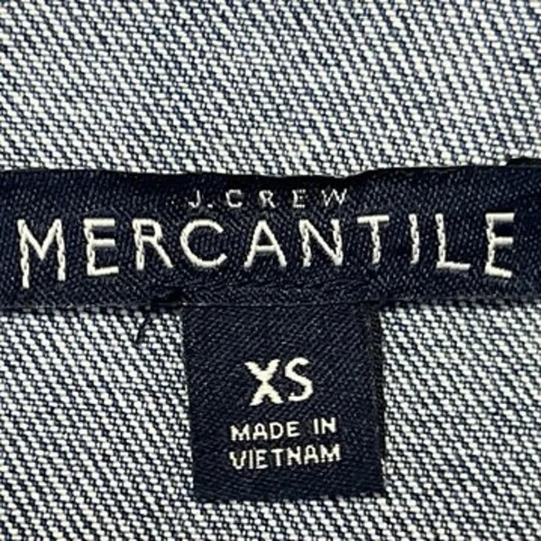 J.Crew Women's Blue Denim Long Sleeve Stretch Button Down Crop Jean Jacket Sz XS - Image 3