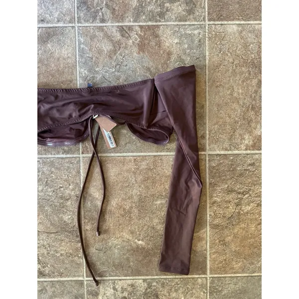 SKIMS Swim Long Sleeved Bikini Top Cocoa Size Small - Image 6