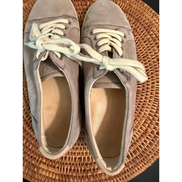 ECCO Soft Womens Leather‎ Lace Up Sneakers gray Taupe Low Top Shoes - Image 5