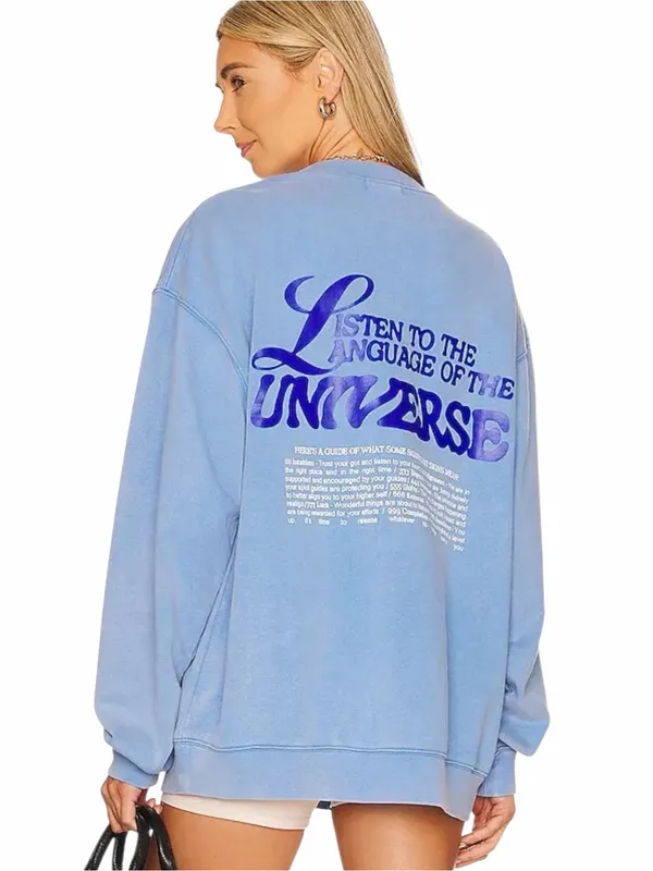 The Mayfair Group Sweatshirt Women’s XS Blue Language Of The Universe Crewneck - Image 2