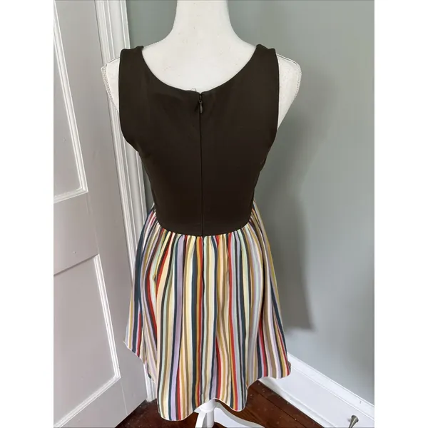 Alice + Olivia Sahara Multi-color‎ Striped Mini Dress Olive Green Small - Image 3