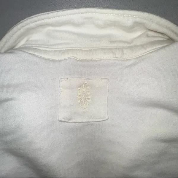 FP Movement Free People White French Terry V-Neck Oversized Polo Sweatshirt Lg - Image 10
