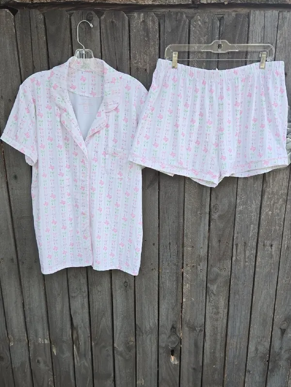 Cecil And Lou Pajama Set - Soft Cotton Sleep Tee & Shorts Print Texas - Image 4