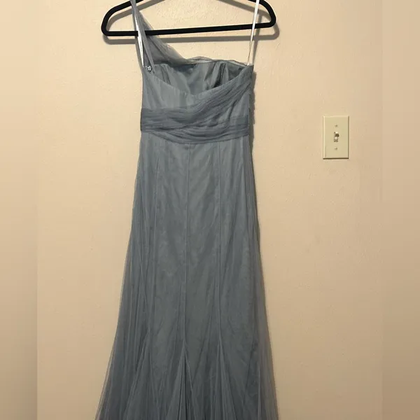 Monique Lhuillier Bridesmaid‎ One Shoulder Gown Sea Tulle 450390 Size 2 - Image 8