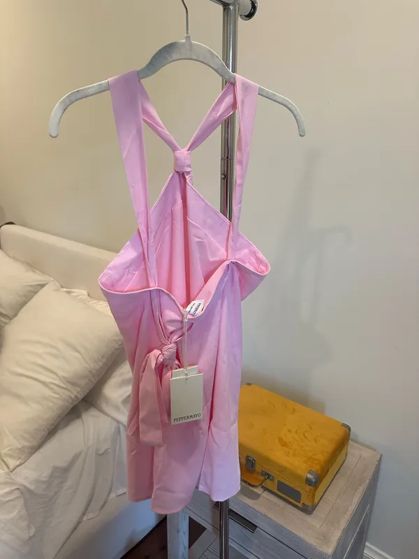 Peppermayo Keira Linen Mini Dress Pink - Image 3