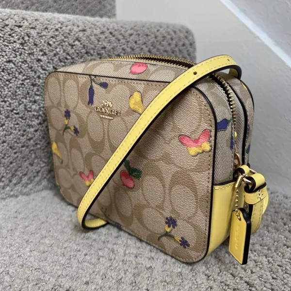 Coach Mini Camera Bag In Signature Canvas With Dreamy Veggie Print butterfly C8752 - Image 3
