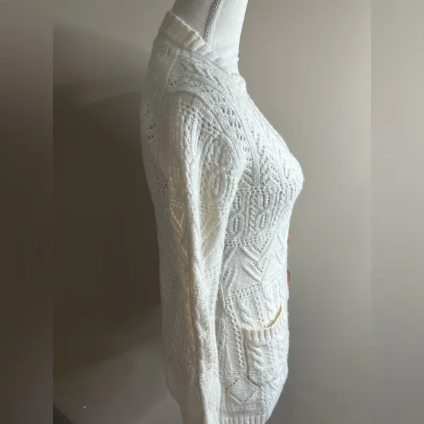 Vintage Gap wool blend open cable knit v neck cardigan medium - Image 9