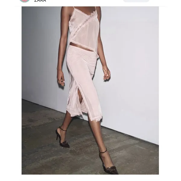 Zara Pink Lace Fairy Midi Skirt Small Sheer Romantic Feminine Ethereal Dainty - Image 7