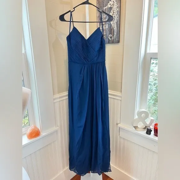 Weddington Way Navy Blue Chiffon Pleated Maxi Dress‎ Size 2 - Image 3