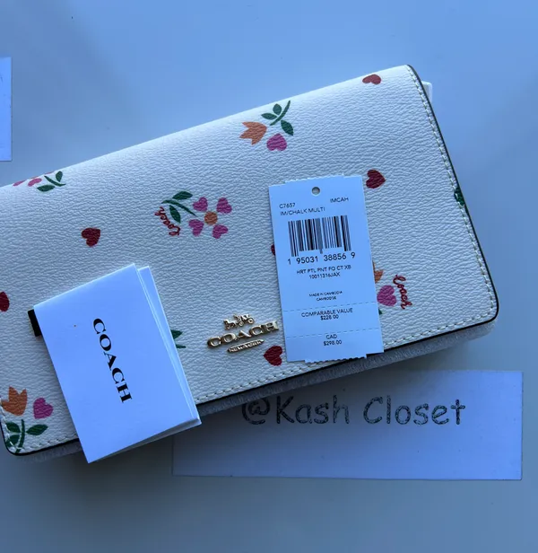 Coach Anna Foldover Clutch Crossbody With Heart Petal Print - Image 9