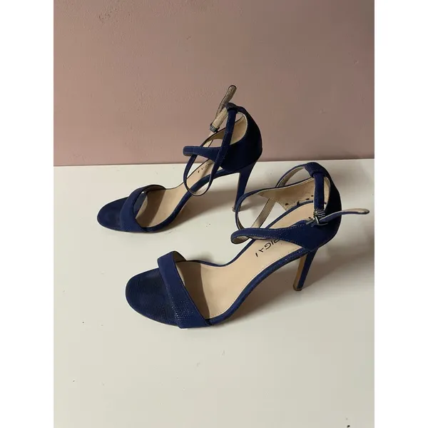 Via Spiga Navy Blue Open Toe Ankle Strap Heels Size 8.5 - Image 4