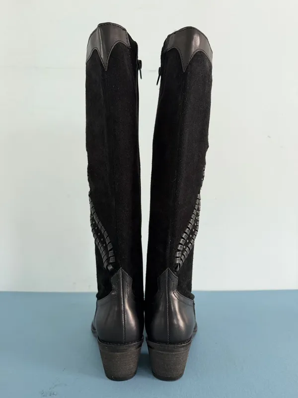Brioso Sedona Whipstitch Suede Leather Black‎ Riding Western Boots - Image 5