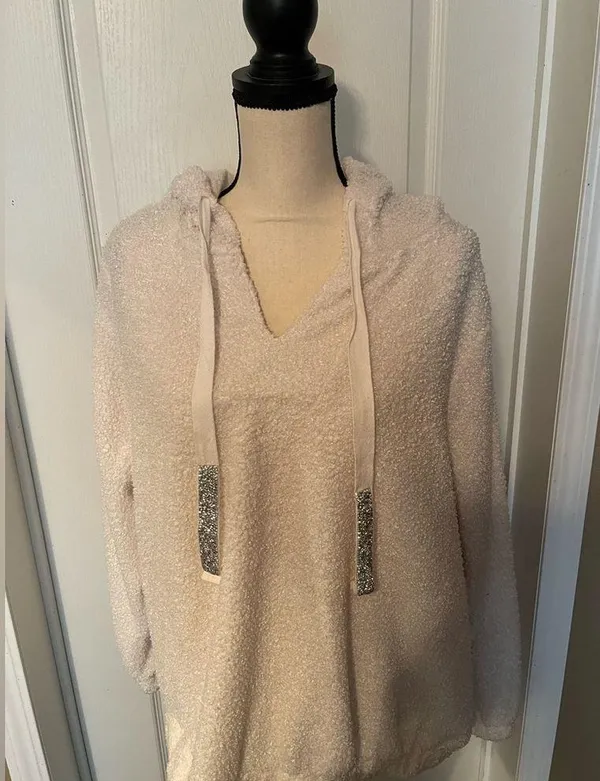 Women’s 3X White Hooded Sweatshirt. White - Image 2