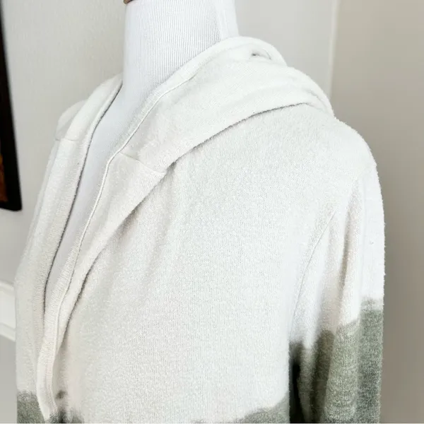 Theo & Spence Ivory and Green Hooded Cardigan Duster Small - Image 3