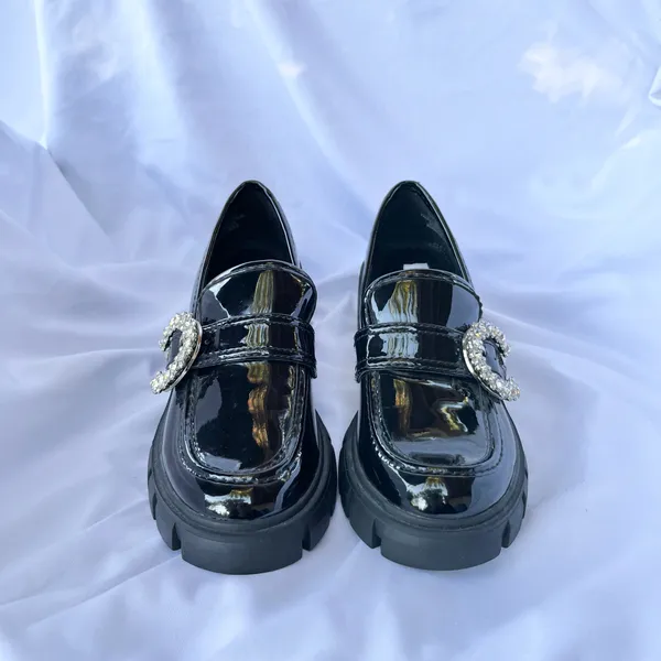 Steve Madden | Hailey Embellished Buckle Shoe In Black Patent Loafer Size 5.5 - Image 6