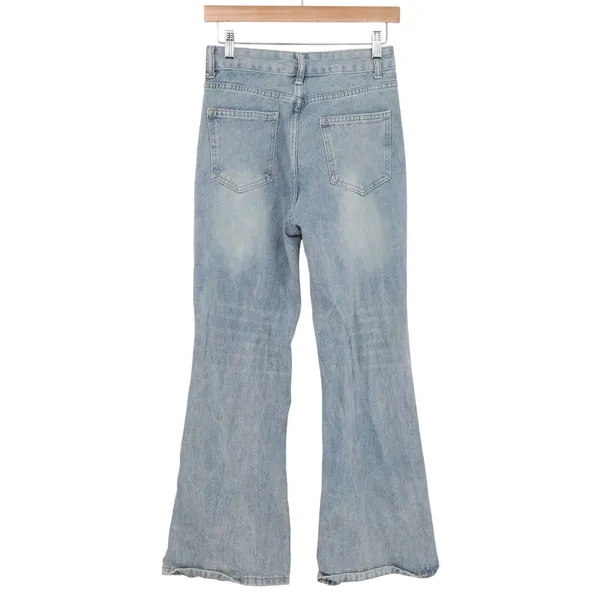 Unbranded Jeans Womens M Wide Leg Flare Light Blue High Rise Excellent - Image 3