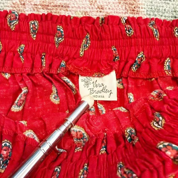 Vintage‎ Vera Bradley Red Paisley Midi Skirt Small Prairie Boho Festival Cottage - Image 6