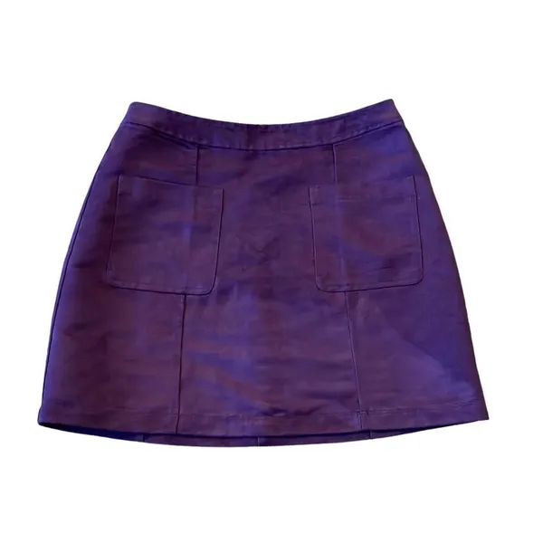 Old Navy Burgundy faux suede pocket front mini skirt 8 - Image 2
