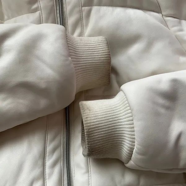 Alo Yoga Faux Leather Boss Puffer Ivory S - Image 15