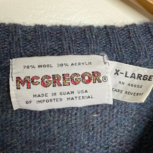 Vintage McGregor Wool Blend V Neck Argyle Sweater Women’s Sz XL (fits like Large - Image 2