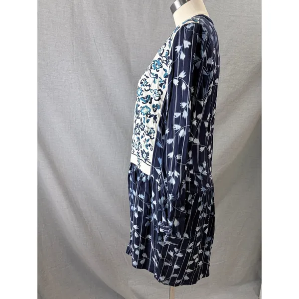 NWT‎ Anthropologie Tiny Mixed Print Button Front Midi Dress Navy M $148 - Image 5