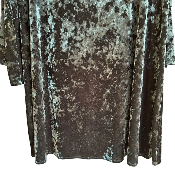 Velvet Tent Dress Green Blue SZ 22/24W Cato Long Bell Sleeve Boho Slinky Flowy - Image 4