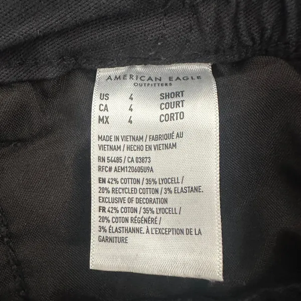 American Eagle Black Cargo Pants Stretch Waist Zip Fly‎ Womens 4 Sporty Utility - Image 9