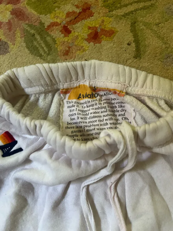 White Aviator Nation Sweatpants 5 Stripe - Image 2