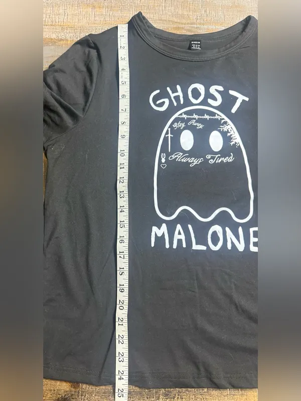 SHEIN Black Tee with White Ghost Malone Graphic - Image 7
