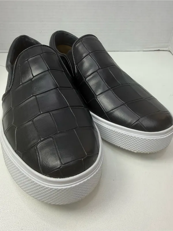 KAANAS Black Croc Embossed Leather Slip On Platform Sneakers Size 8 - Image 11