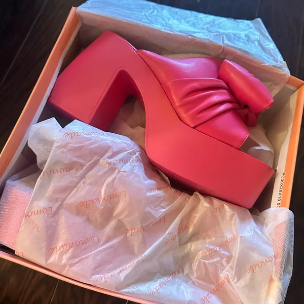 Women's pink Bow Platform Heels Red Size 10 - Image 2