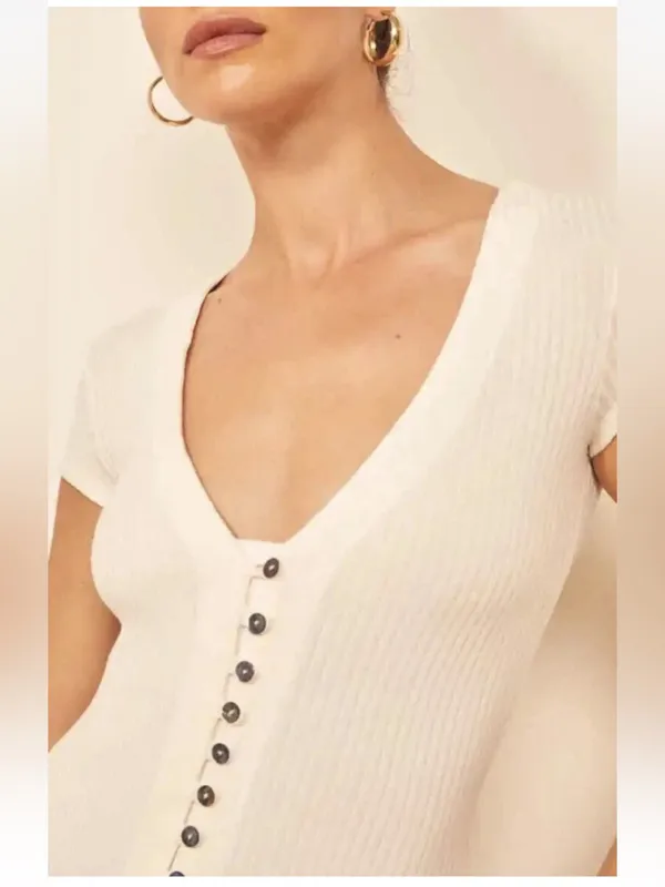 Reformation Ryder Ribbed Mini Dress size Small White $118 - Image 4
