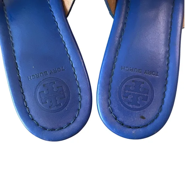 Tory Burch‎ Miller Laguna Blue Snake Embossed Sandals 7.5 - Image 3
