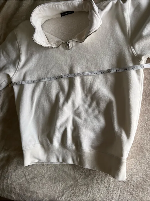 BRANDY MELVILLE White Quarter-zip Pullover Sweatshirt College Fall One Size EUC - Image 6