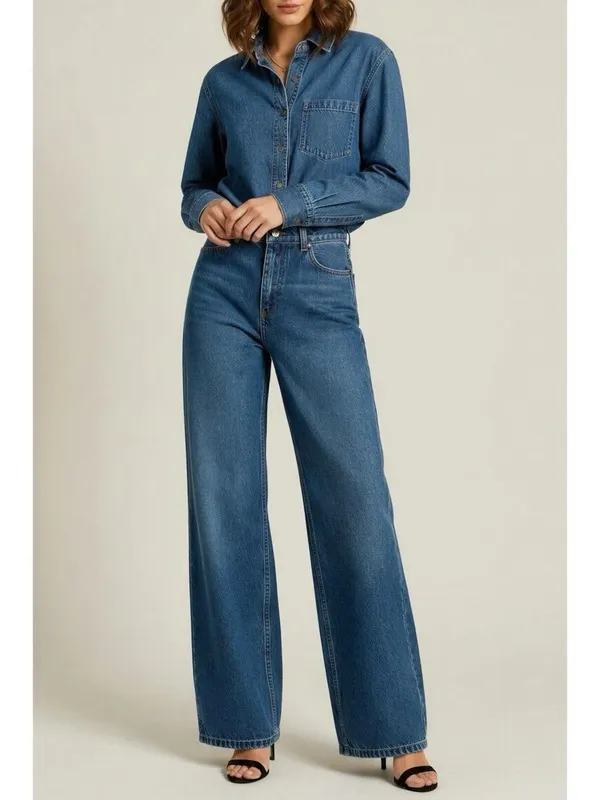 SÉZANE The Wide Leg Pants, Deep Blue, FR38/US6 - Image 2