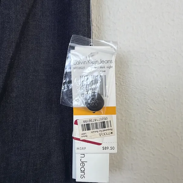 Calvin Klein Collared Denim Shirt jean Dress Sleeveless Y2K small retro 80's NWT - Image 4