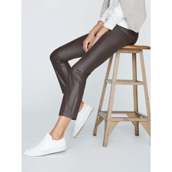 Brochure Walker Brown Faux Leather Juniper Straight Leg Crop Pants Sz.S - Image 2