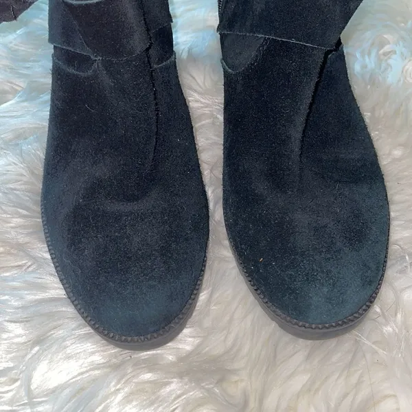 Clarks Artisan Black Suede Malvet Doris Heeled Mid Calf Boots - Image 4