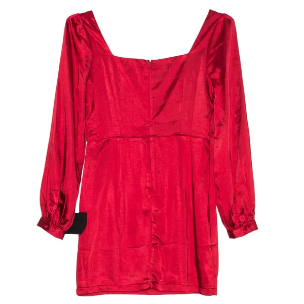 NWT Lulus Dress Satin Y2K Party Cocktail Going Out Square Neck Mini Red Medium - Image 2